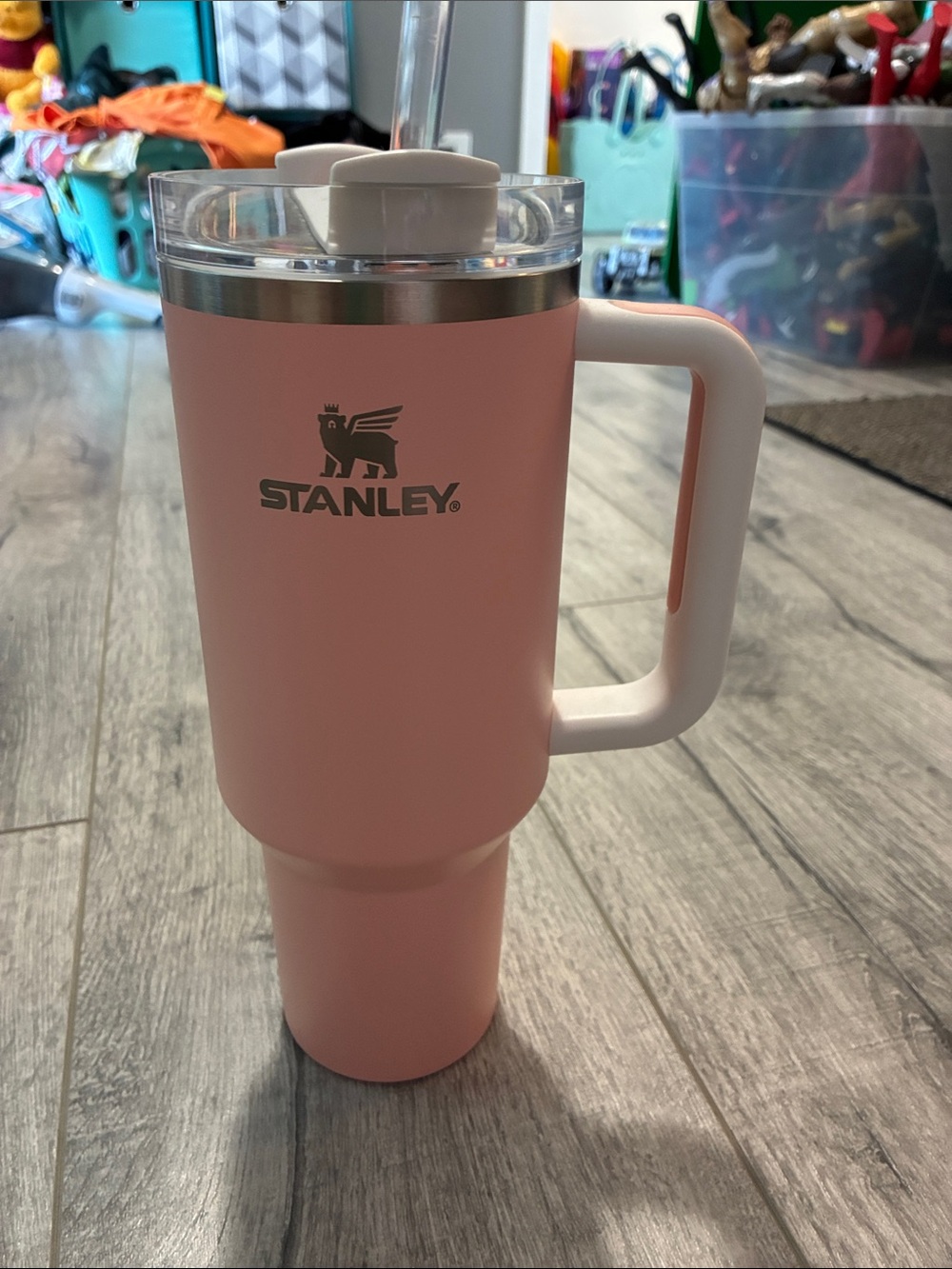 Stanley Pink Travel Tumbler with White Handle